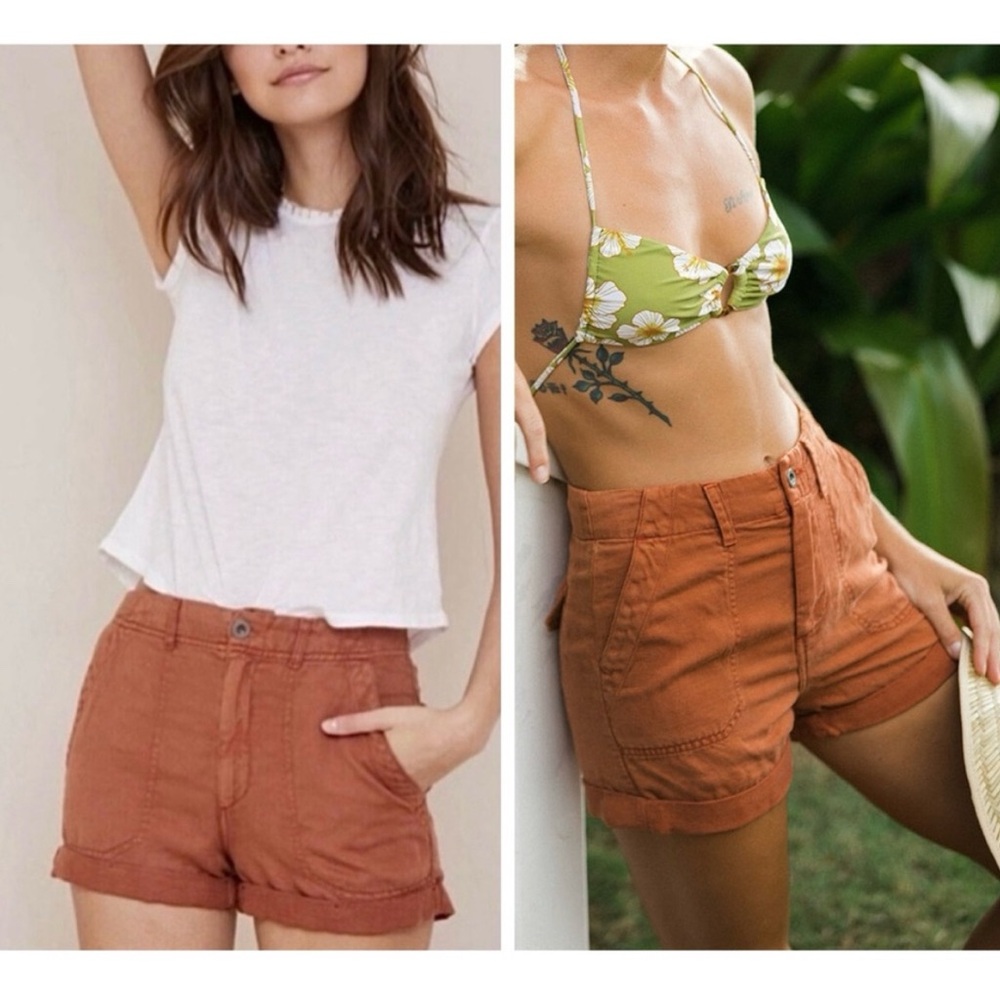 Bella Dahl Women’s Rust Utility Shorts Size 26 -‎ NWT Rolled Hem Cargo